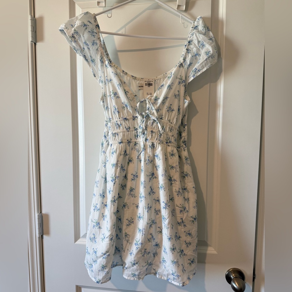 Hollister White Dress with Blue Floral Print